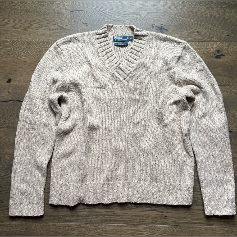 Vintage Polo By Ralph Lauren Alpaca/Wool Blend Elbow Patches Sweater In Beige XL